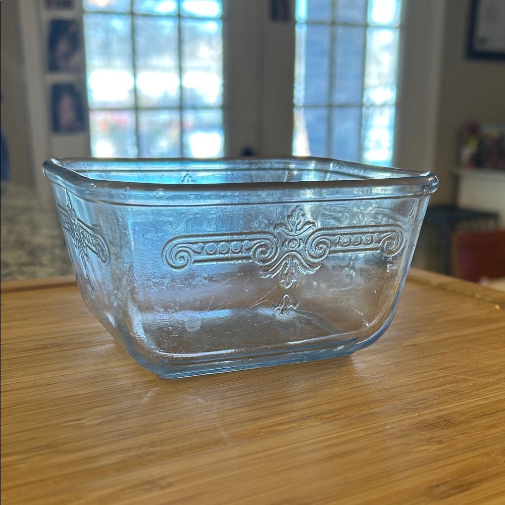 Vintage Fire King Blue Glass Storage Rectangular Bowl
